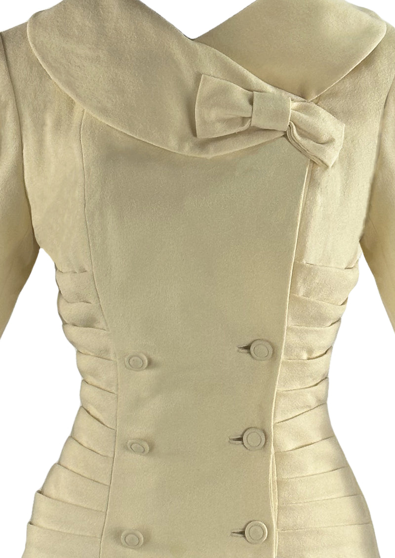 Vintage 1950s Cream Wool Crepe Lilli Ann Jacket- NEW!