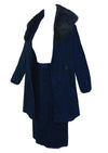 Vintage 1960s Black and Deep Blue Wool Suit- NEW!