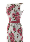 Late 1950s to Early 1960s Pink Roses Cotton Wiggle Dress- New!