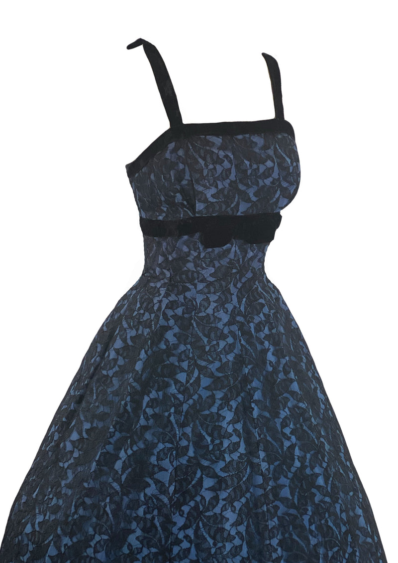 Vintage 1950s - 60s Designer Suzy Perette Black Lace Party Dress- New!