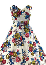 Late 1950s to Early 1960s Rose Bouquet Strapless Dress - NEW!