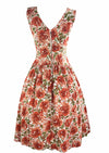 Late 1950s to Early 1960s Tangerine Roses Dress - NEW!