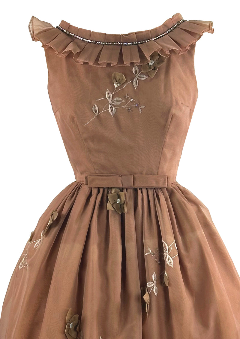 Vintage Late 1950s to Early 1960s Bronze Party Dress - NEW!