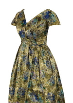 Vintage 1950s Gold Metallic Brocade Designer Cocktail Dress- NEW!