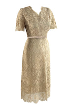 Vintage 1950s Latte Coloured Lace Dress & Coat Ensemble - NEW!