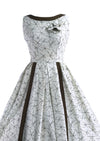 1950s Brown and White Criss Cross Pattern Dress and Bolero- New!