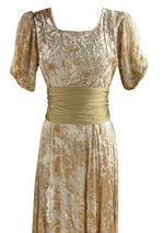 Vintage 1930s Champagne Coloured Voided Velvet Gown - NEW!