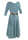 Vintage 1950s Slate Blue Wool Knit Dress Set- NEW!