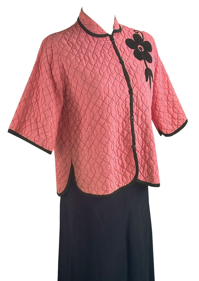 Vintage 1940s Pink and Black Lounge Suit/Pyjamas- NEW!
