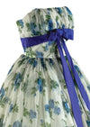 Vintage 1950s to Early 1960s Blue Roses Party Dress - NEW!
