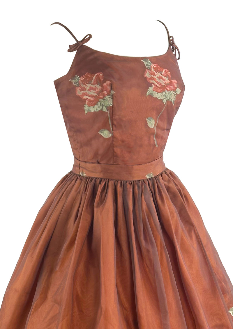 Late 1950s to Early 1960s Bronze Roses Dress Set- NEW!
