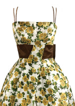 Late 50s to Early 60s Yellow and Green Kay Selig Dress - NEW!