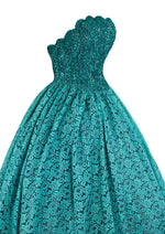 Copy of Early 1980s Mike Benet Formal Turquoise Lace Gown - NEW!