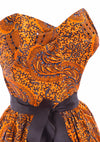 Vintage 1950s Autumnal Batik Print Cotton Sun Dress - New!