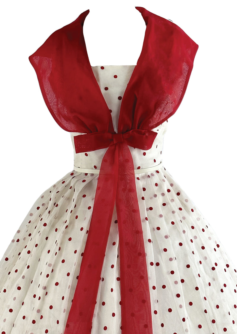 Vintage 1950s Red & White Polka Dot Dress - NEW!