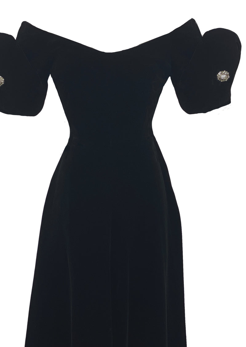 Vintage Early 1950s Black Velvet Cocktail Dress- NEW!