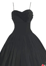 Late 1950s Black Cotton Sundress with Red Roses Border- NEW!