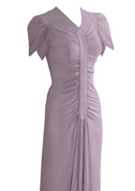 Vintage late 1930s Lilac Coloured Ruched Crepe Gown - NEW!