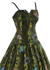 Vintage 1970s Green Fishes Novelty Print Dress - NEW!