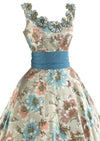 1950s Polished Cotton Floral Dress With Appliqués- NEW!