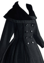 Vintage 1950s Lilli Ann Black Eyelash Wool Princess Coat- New!