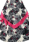 Vintage 1950s Magenta & Grey Berry Print Cotton Dress - New!