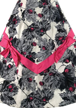 Vintage 1950s Magenta & Grey Berry Print Cotton Dress - New!