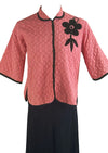 Vintage 1940s Pink and Black Lounge Suit/Pyjamas- NEW!