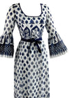 Vintage Late 1960s to 1970s Navy and White Maxi Dress - NEW!