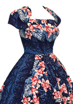 Vintage 1950s Kamehameha Orchid Print Dress - NEW!