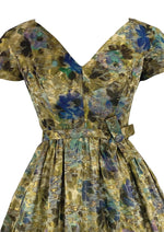 Vintage 1950s Gold Metallic Brocade Designer Cocktail Dress- NEW!