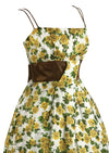 Late 50s to Early 60s Yellow and Green Kay Selig Dress - NEW!