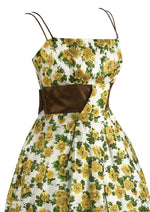 Late 50s to Early 60s Yellow and Green Kay Selig Dress - NEW!