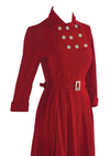 Vintage 1940s Red Wool Military-look Dress - NEW!