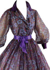 Vintage 1950s Purple Floral Chiffon Dress - NEW!