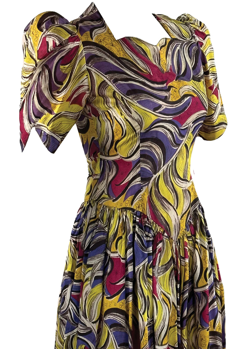 Vintage 1940s Abstract Floral Day Dress - NEW!
