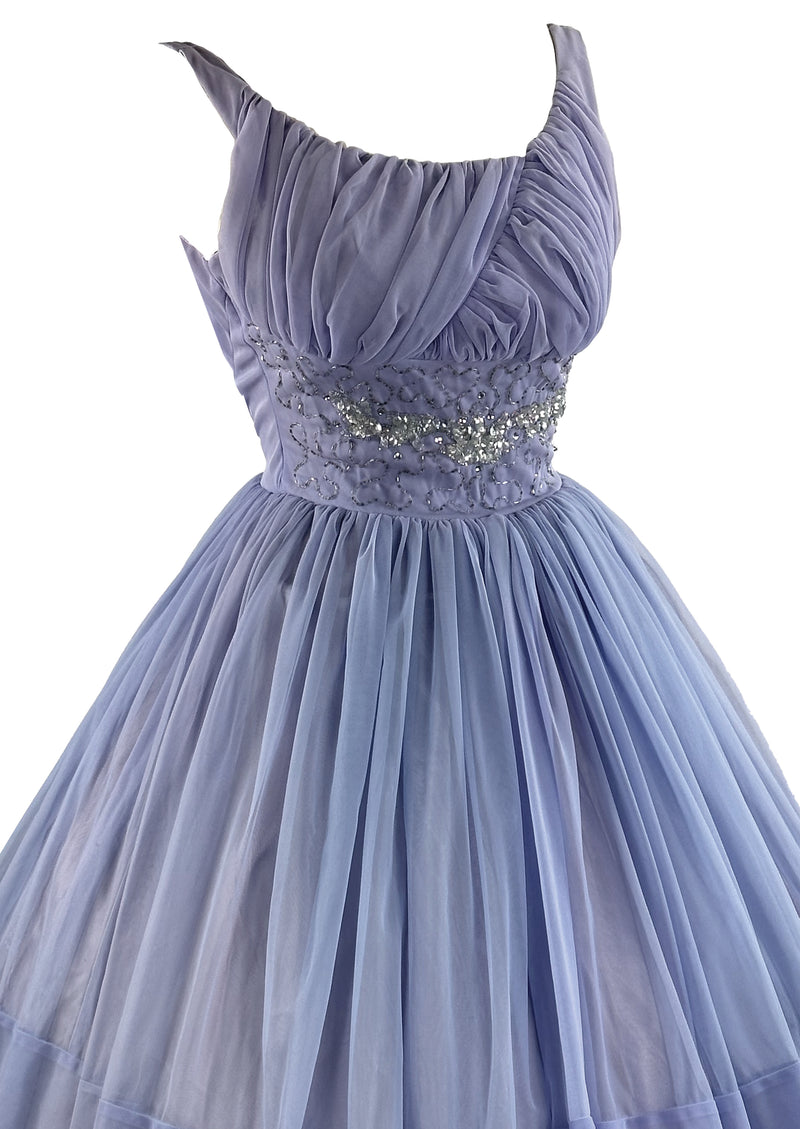 1960s Lavender Blue Chiffon Cocktail Dress - NEW! (ON HOLD)