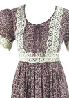 Vintage 1970s Chocolate Brown Maxi Prairie Dress- NEW!