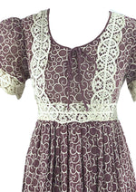 Vintage 1970s Chocolate Brown Maxi Prairie Dress- NEW!