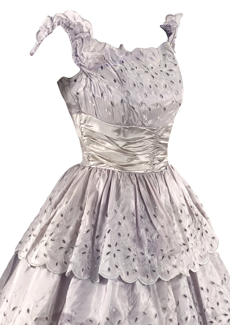 Vintage 1950s Lavender Eyelet Taffeta Party Dress - NEW!