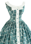 Vintage 1950s Blue Trellis Novelty Print Dress - NEW!