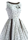 1950s Brown and White Criss Cross Pattern Dress and Bolero- New!