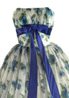 Vintage 1950s to Early 1960s Blue Roses Party Dress - NEW!