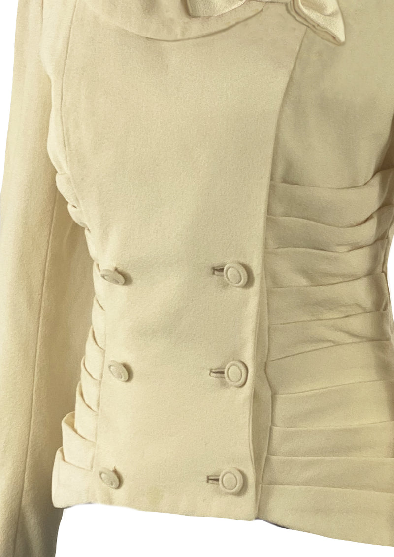 Vintage 1950s Cream Wool Crepe Lilli Ann Jacket- NEW!