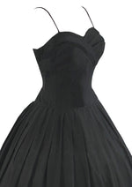 Late 1950s Black Cotton Sundress with Red Roses Border- NEW!
