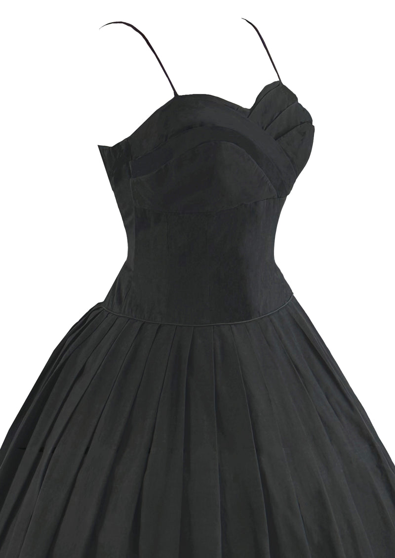 Late 1950s Black Cotton Sundress with Red Roses Border- NEW!