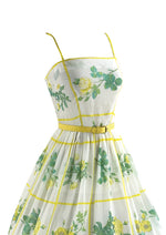 Late 1950s to Early 1960s Yellow Roses Cotton Sundress- NEW!
