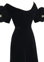 Vintage Early 1950s Black Velvet Cocktail Dress- NEW!