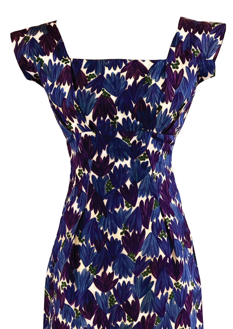 Late 1950s Designer Tulip Print Wiggle Dress- NEW!