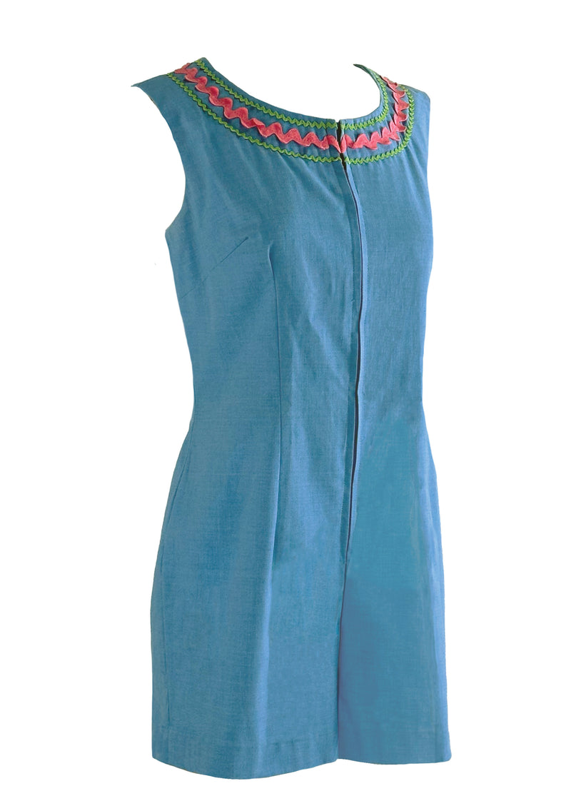 Vintage 1970s Blue Chambray Romper and Maxi Skirt Ensemble - NEW!
